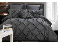 Luxton Fantine Charcoal Diamond Pintuck Quilt Cover Set