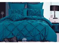 Luxton Fantine Teal blue Diamond Pintuck Quilt Cover Set
