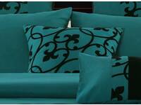 Halsey Teal and Black Quilt Cover Set - 1 Square cushion cover