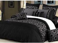 Double Size Quilt Cover for Lyde Charcoal Black Design