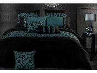 Lyde Black Teal Quilt Cover Set