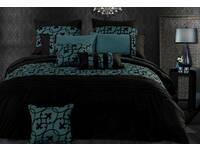 Lyde Black Teal Quilt Cover Set  Queen Size
