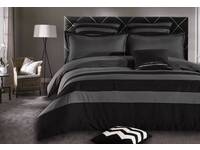 Iena Black Grey Striped Quilt Cover Set / Doona Cover Set