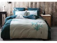Super King Oriental Bamboo Teal Aqua Quilt Cover Set