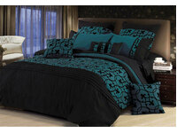 Super King Size Lyde Black Teal Quilt Cover Set by Luxton