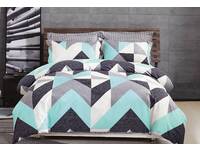 100% Cotton Chevron Aqua Quilt Cover Set