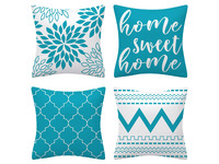 Flannel Cushion Cover - Aqua (Set of 4)