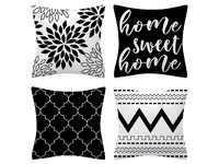 Flannel Cushion Cover - Black White (Set of 4)