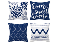 Flannel Cushion Cover - Navy Blue (Set of 4)