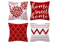 Flannel Cushion Cover - Red (Set of 4)