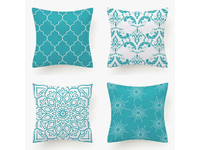 Flannel Cushion Cover - Aqua (Set of 4)