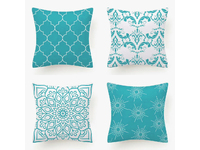 Flannel Cushion Cover - Turquoise (Set of 4)