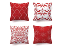 Flannel Cushion Cover - Red (Set of 4)