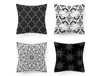 Flannel Cushion Cover - Black White (Set of 4)