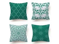 Flannel Cushion Cover - Green (Set of 4)