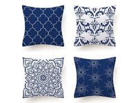 Flannel Cushion Cover - Navy Blue (Set of 4)