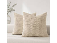 Luxton 3D Textured Chenille Cushion Covers 45x45cm (Pack of 2) (Beige)