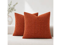 Luxton 3D Textured Chenille Cushion Covers 45x45cm (Pack of 2) (Burnt Orange)