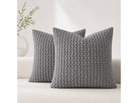 Luxton 3D Textured Chenille Cushion Covers 45x45cm (Pack of 2) (Grey)