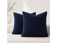 Luxton 3D Textured Chenille Cushion Covers 45x45cm (Pack of 2) (Navy Blue)