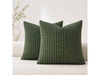 Luxton 3D Textured Chenille Cushion Covers 45x45cm (Pack of 2) (Olive Green)