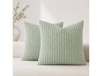 Luxton 3D Textured Chenille Cushion Covers 45x45cm (Pack of 2) (Sage Green)