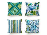 45x45cm Flannel Aqua Blue Turquoise Green Cushion Cover (multiple colors)