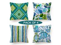 45x45cm Flannel Aqua Blue Turquoise Green Cushion Covers - Pack of 4