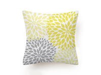 Yellow Grey Floral Cushion Cover 45x45cm