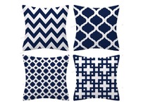 45x45cm Navy Hamptons Cushion Covers 4pcs Pack