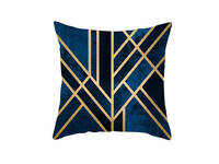 Navy Blue Square Cushion Cover - Striped