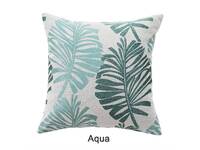 Tropical Palm Leaves Cushion Cover - Aqua