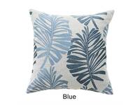 Tropical Palm Leaves Cushion Cover - Blue
