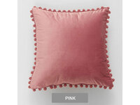 Velvet Pom Pom Cushion Cover - Blush Pink