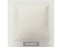 Velvet Pom Pom Cushion Cover - Off White