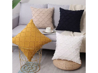 Cotton Linen Tassel Plaid Cushion Cover (45x45cm, multiple colors)