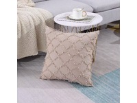 Cotton Linen Tassel Fringe Cushion Cover (45x45cm, multiple colors) [color: Linen]