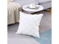Cotton Linen Tassel Fringe Cushion Cover (45x45cm, multiple colors) [color: White]