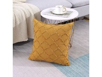 Cotton Linen Tassel Fringe Cushion Cover (45x45cm, multiple colors) [color: Yellow]