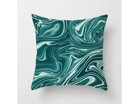 Teal Green Blue Square Cushion Cover - Marble Teal 