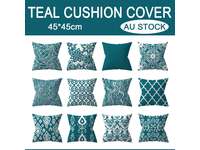 Modern 45x45cm Teal Square Cushion Cover Collection