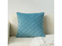 Velvet Diamond Pleated Cushion Cover - Blue