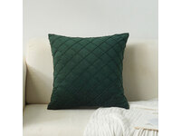Velvet Diamond Pleated Cushion Cover - Dark Green