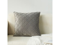 Velvet Diamond Pleated Cushion Cover - Grey