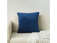 Velvet Diamond Pleated Cushion Cover - Navy Blue