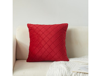 Velvet Diamond Pleated Cushion Cover - Red