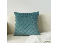 Velvet Diamond Pleated Cushion Cover - Teal Green