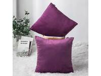 Velvet Square Cushion Cover 45x45cm - Eggplant Purple