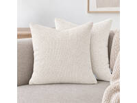 Luxton 2pcs Woven Textured Chenille Cushion Covers 45x45cm (Beige)
