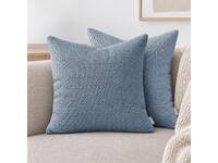 Luxton 2pcs Woven Textured Chenille Cushion Covers 45x45cm (Blue Fog)